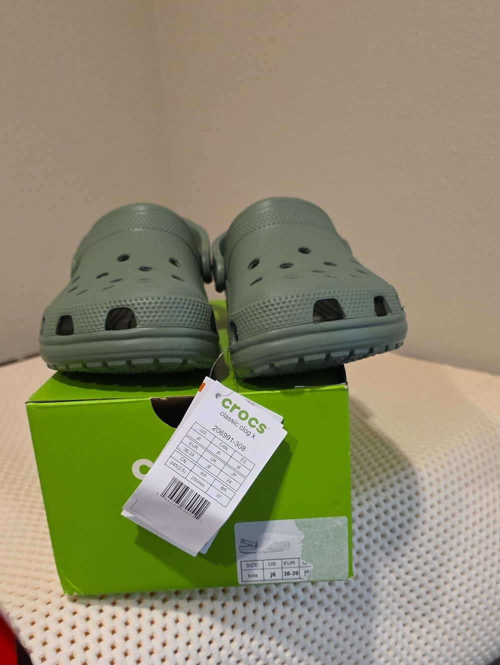 CROCS Kids Classic Clog in Sage Green 6Y